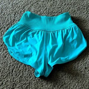 Free People Game Time Shorts in size s, color turquoise.